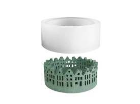 Molde silicona porta vela casitas